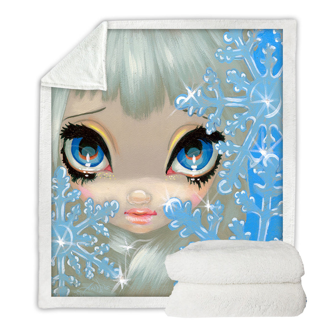 Faces of Faery _135 Beautiful Snowflake Ice Girl Couch Throws
