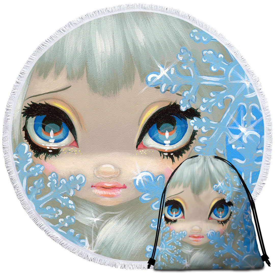 Faces of Faery _135 Beautiful Snowflake Ice Girl Microfibre Beach Towels