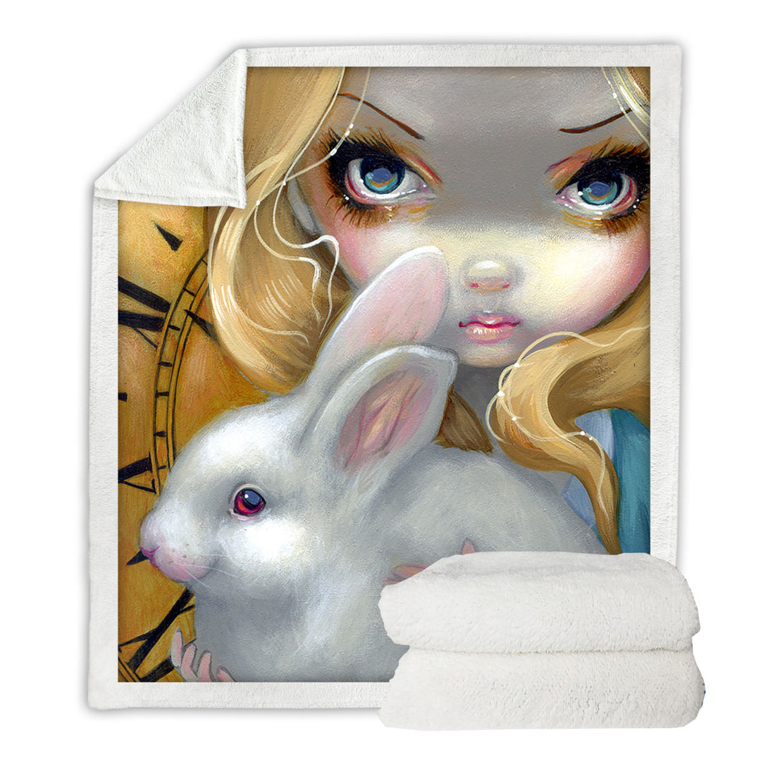 Faces of Faery _141 Blond Alice Girl and Bunny Fleece Blankets