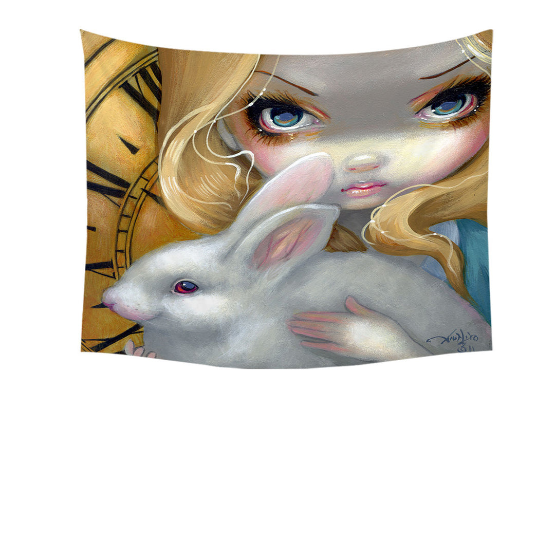 Faces of Faery _141 Blond Alice Girl and Bunny Tapestry
