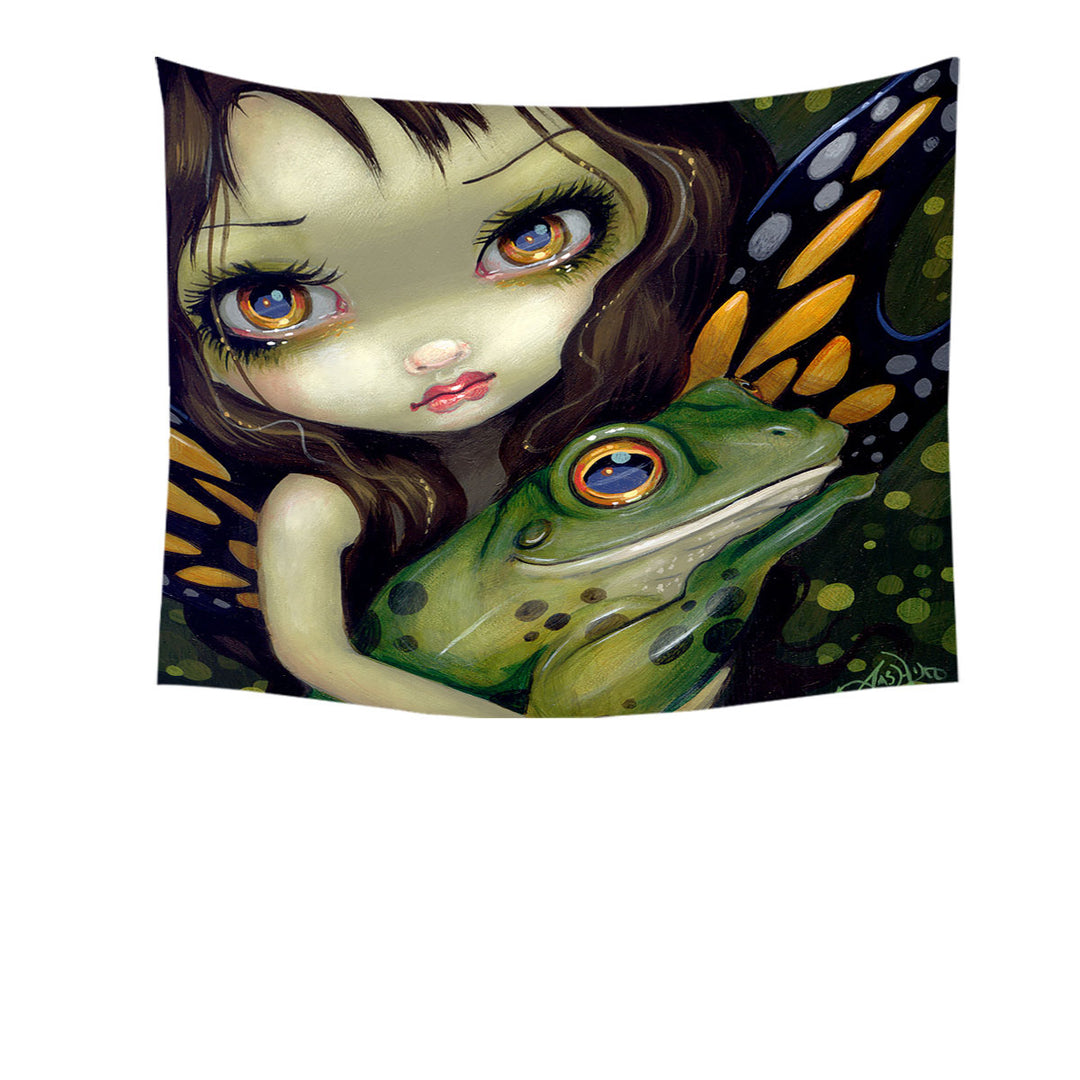 Faces of Faery _146 Butterfly Fairy and Her Frog Hanging Fabric on Wall