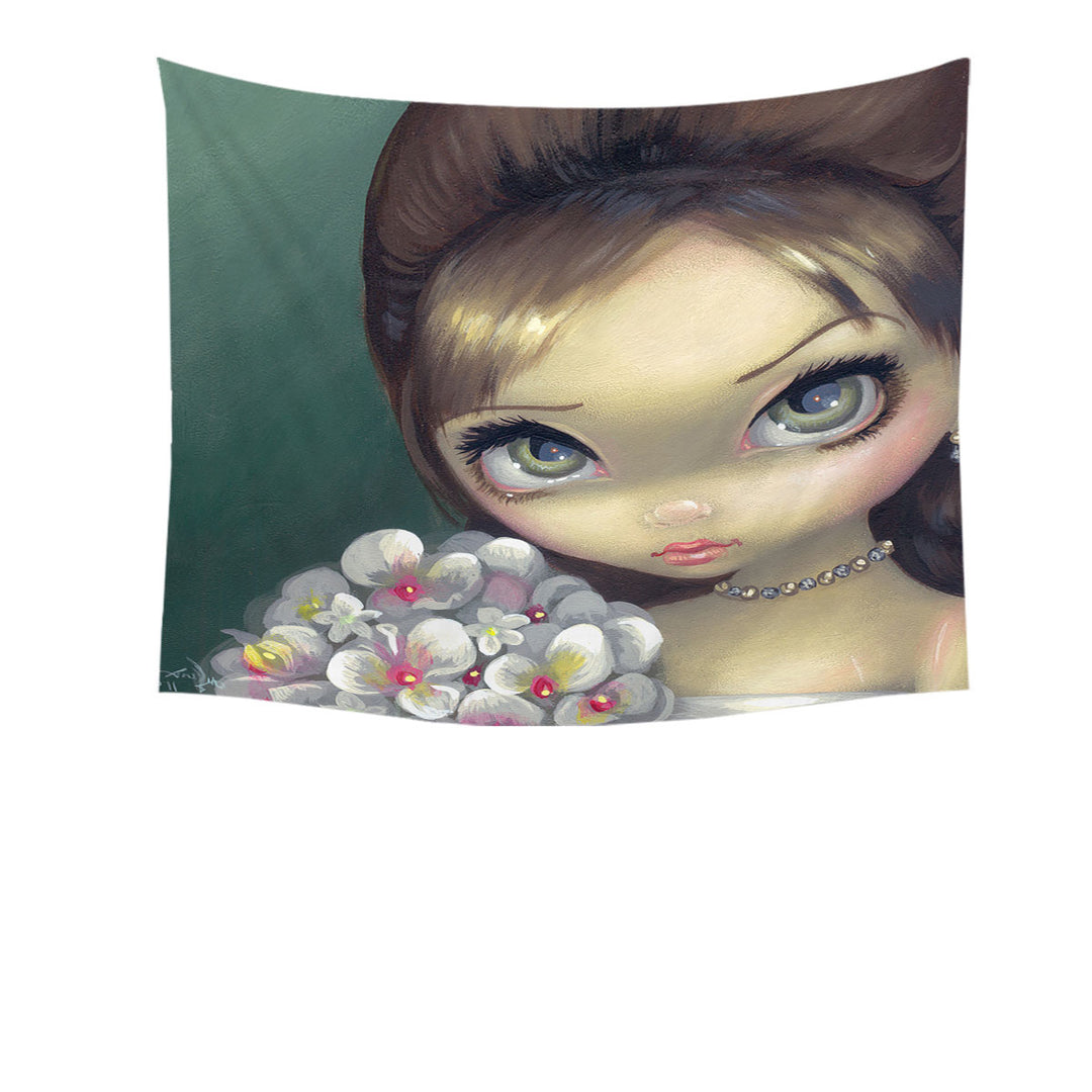 Faces of Faery _147 Elegant Girl with Flower Bouquet Tapestry