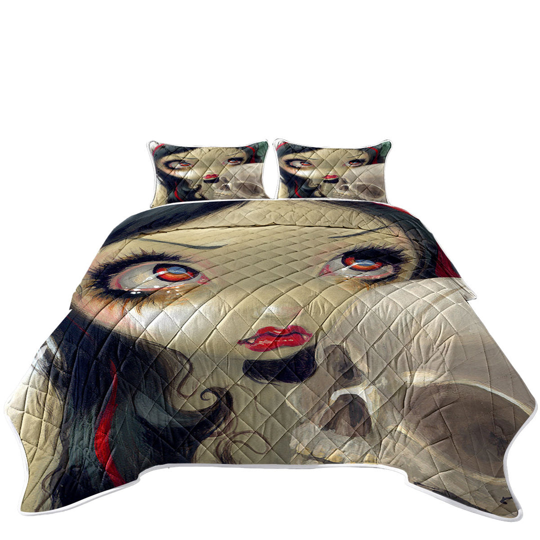 Faces of Faery _163 Scary Skull and Vampire Girl Quilts for Beds