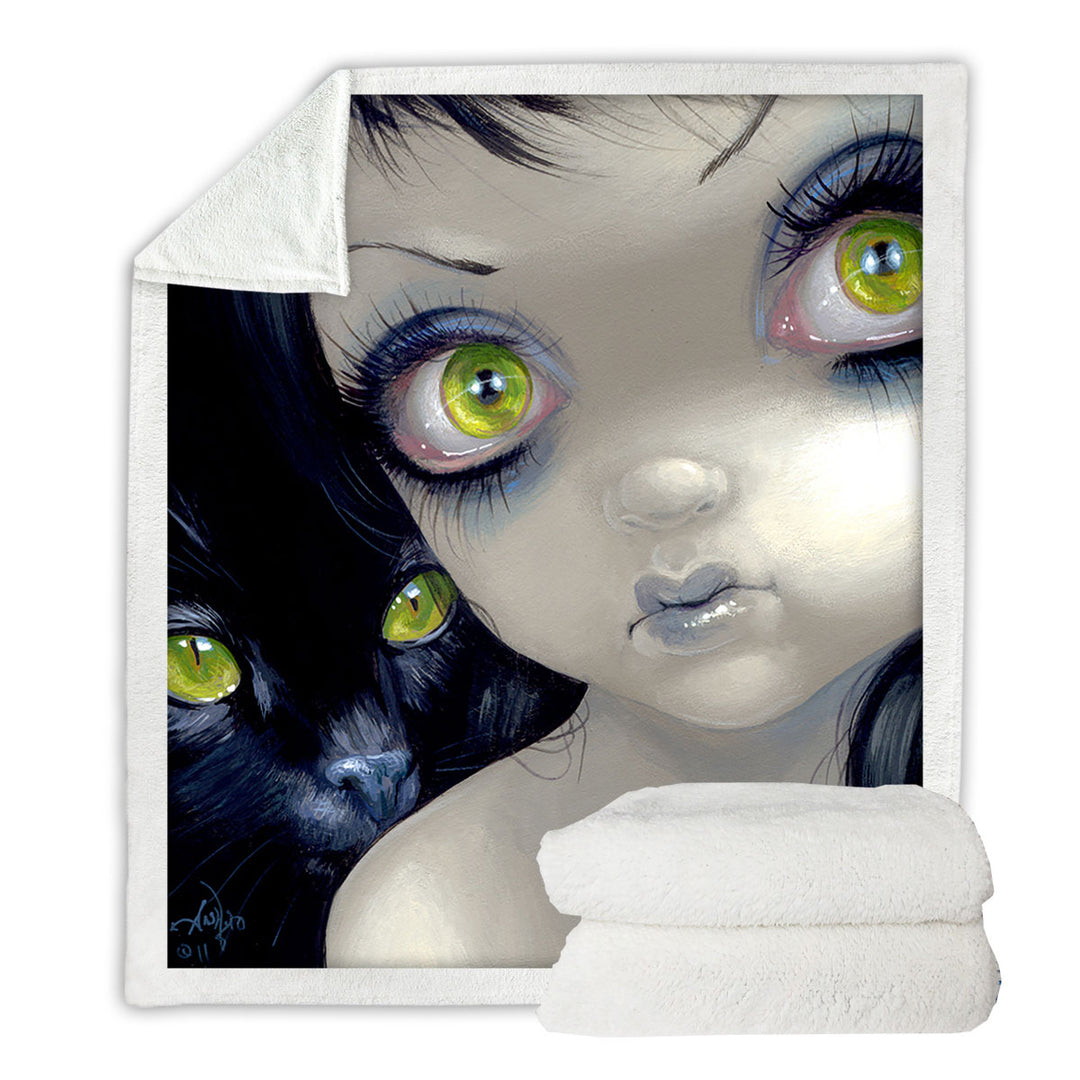 Faces of Faery _170 Beautiful Cat Eyes Girl Sofa Blankets