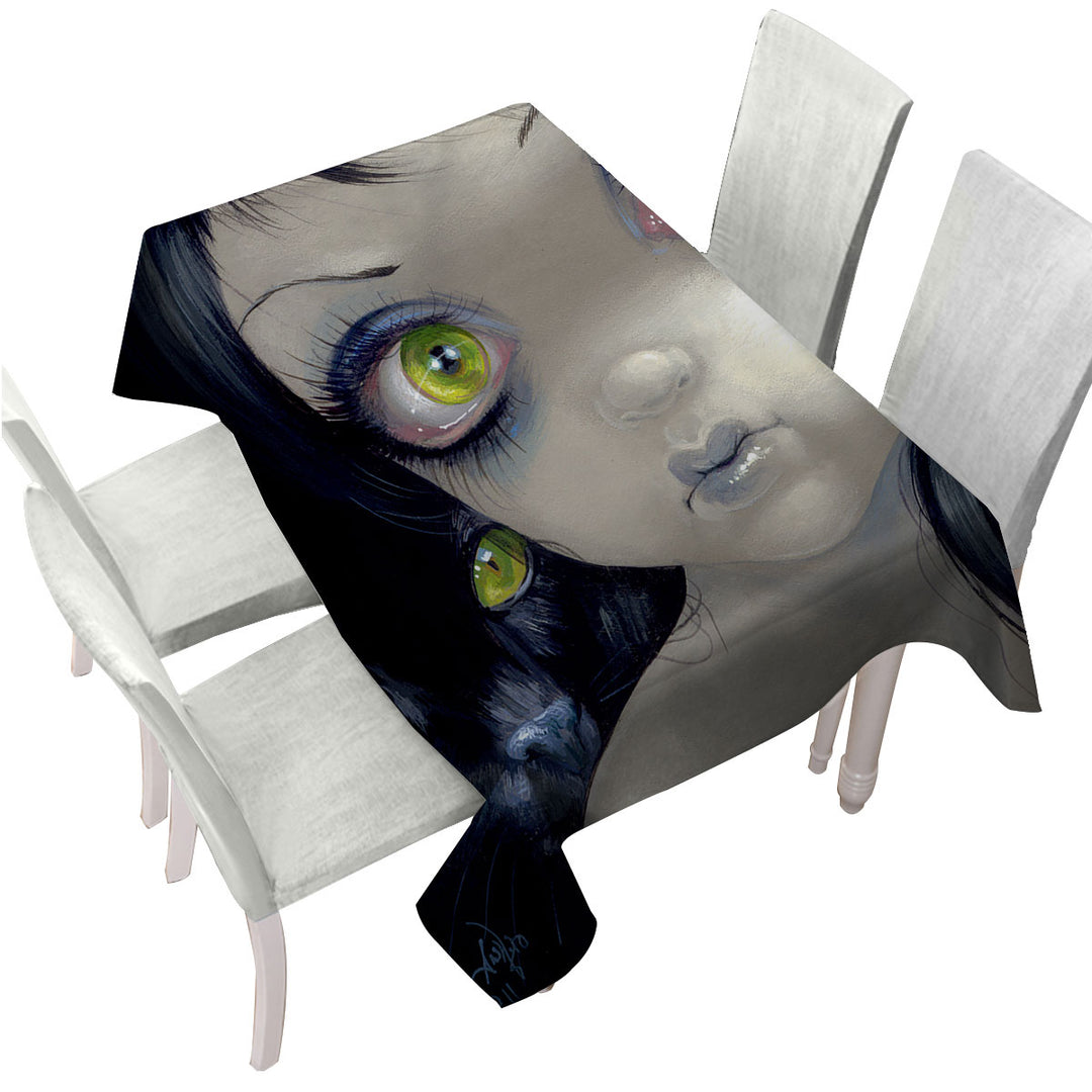 Faces of Faery _170 Beautiful Cat Eyes Girl Tablecloth