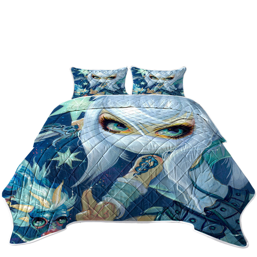 Faces of Faery _187 Ninja Girl and Star Dragon Coverlet