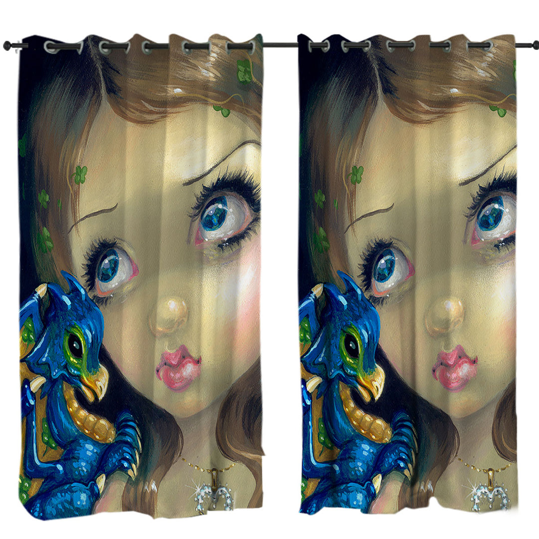 Faces of Faery _190 Clover Girl and Dragonling Curtains
