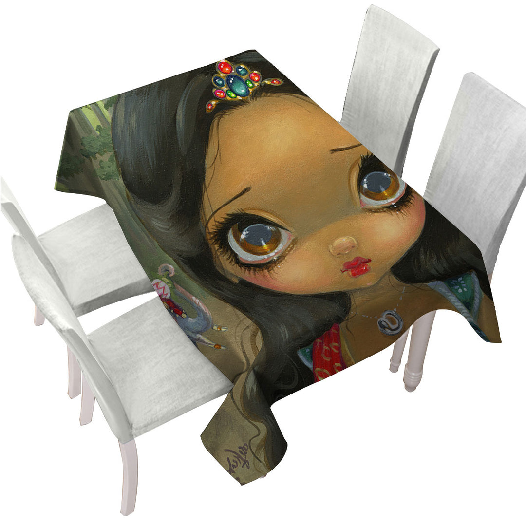 Faces of Faery _192 Indian Princess Girl and Elephant Tablecloth