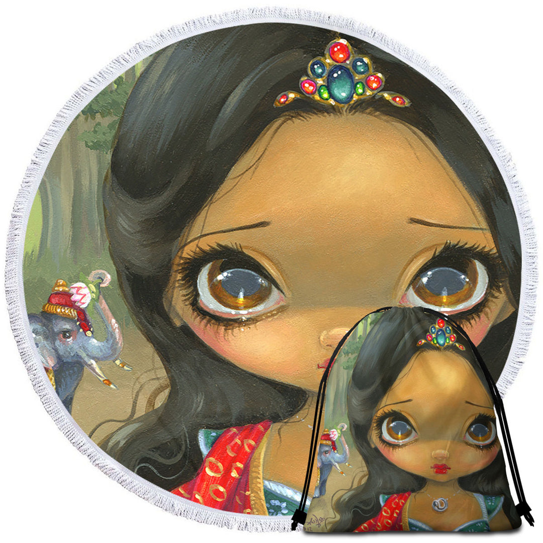 Faces of Faery _192 Indian Princess Round Beach Towel