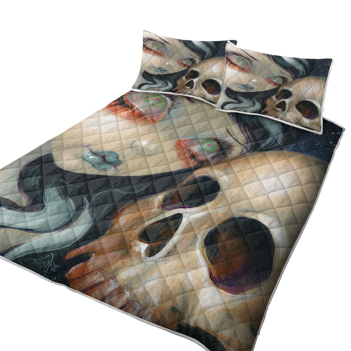 Faces of Faery _196 Scary Skull and Gothic Girl Quilt stores near me