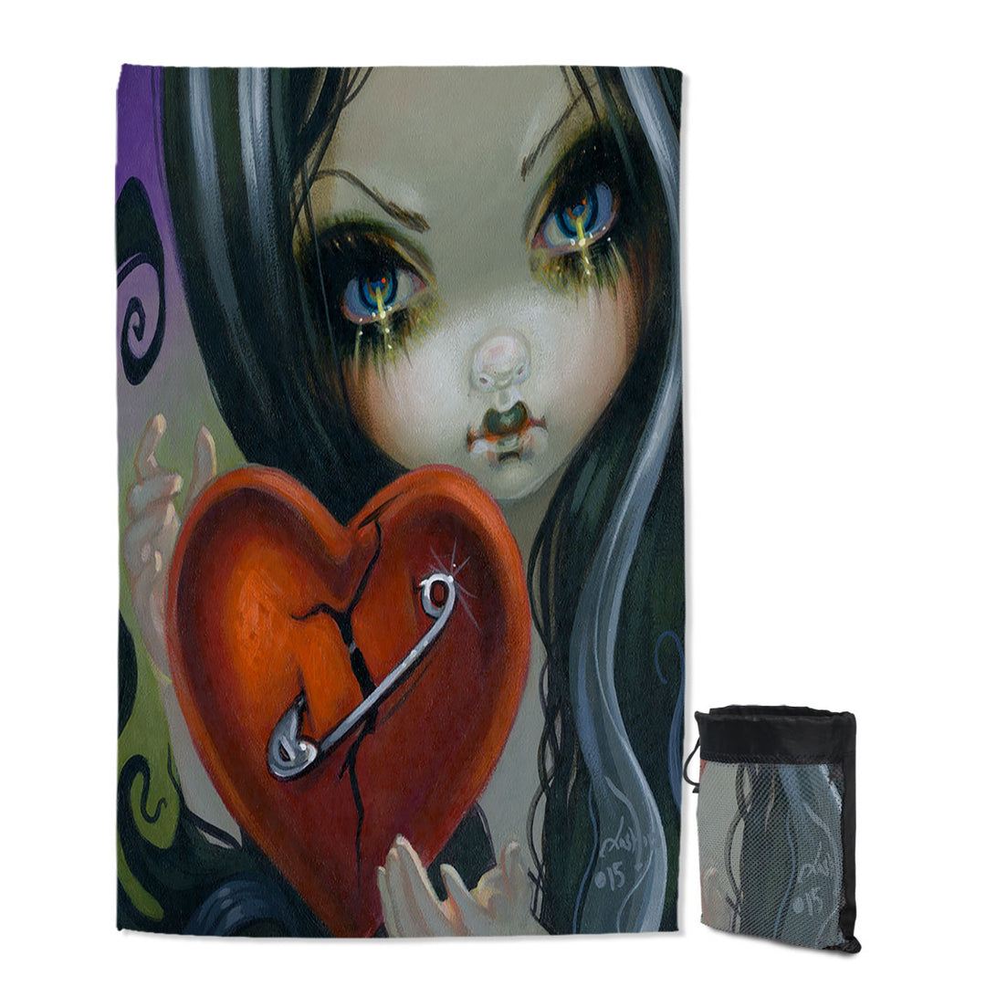 Faces of Faery _230 Goth Girl Fixing a Broken Heart Quick Dry Beach Towel