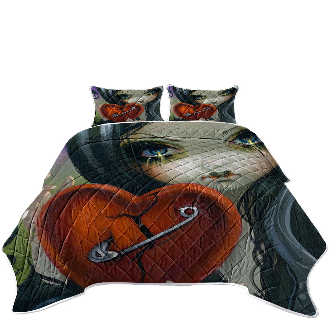 Faces of Faery _230 Goth Girl Fixing a Broken Heart Quilt