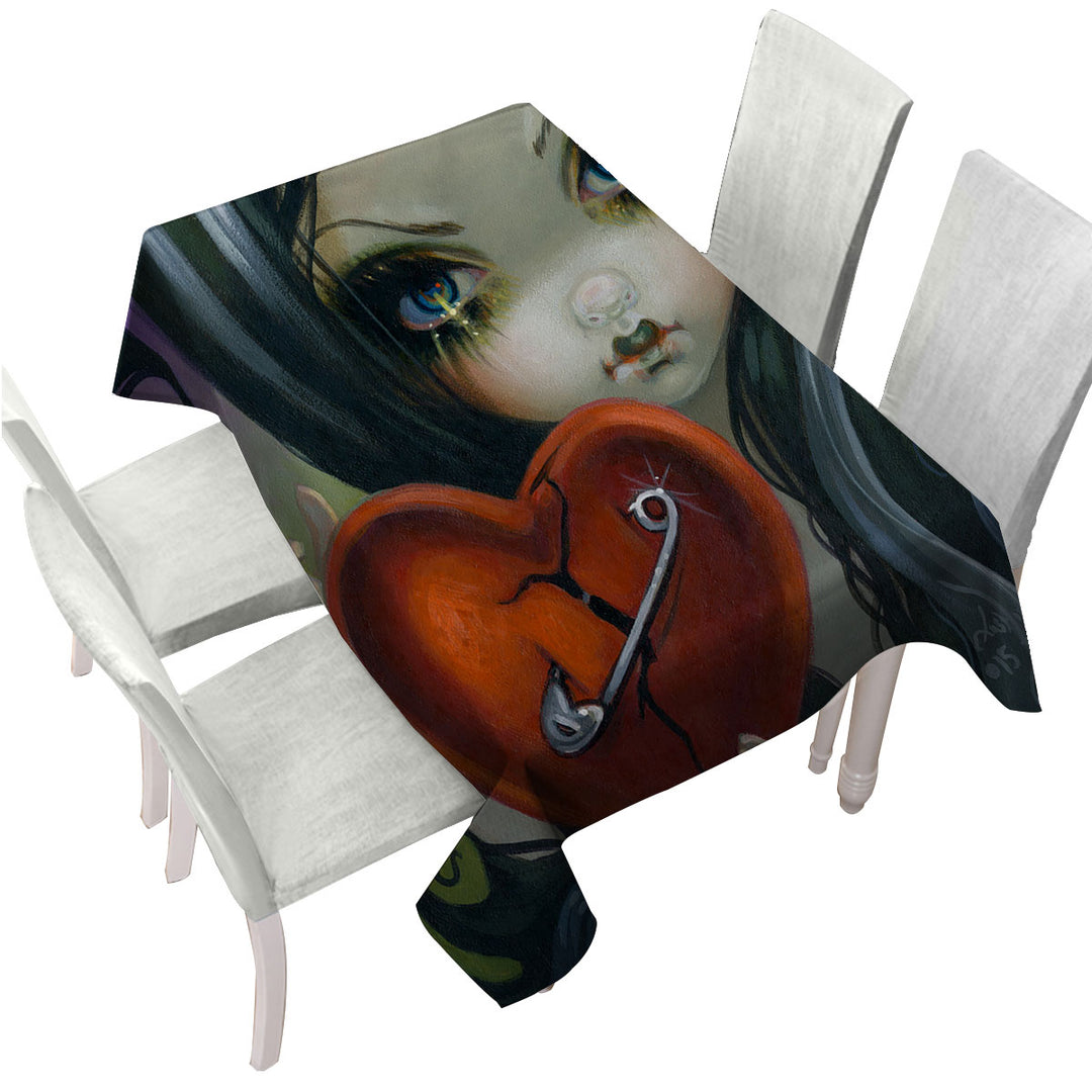 Faces of Faery _230 Goth Girl Fixing a Broken Heart Tablecloth