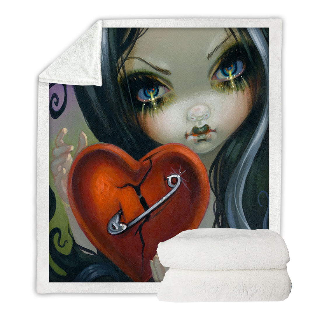 Faces of Faery _230 Goth Girl Fixing a Broken Heart Throw Blanket