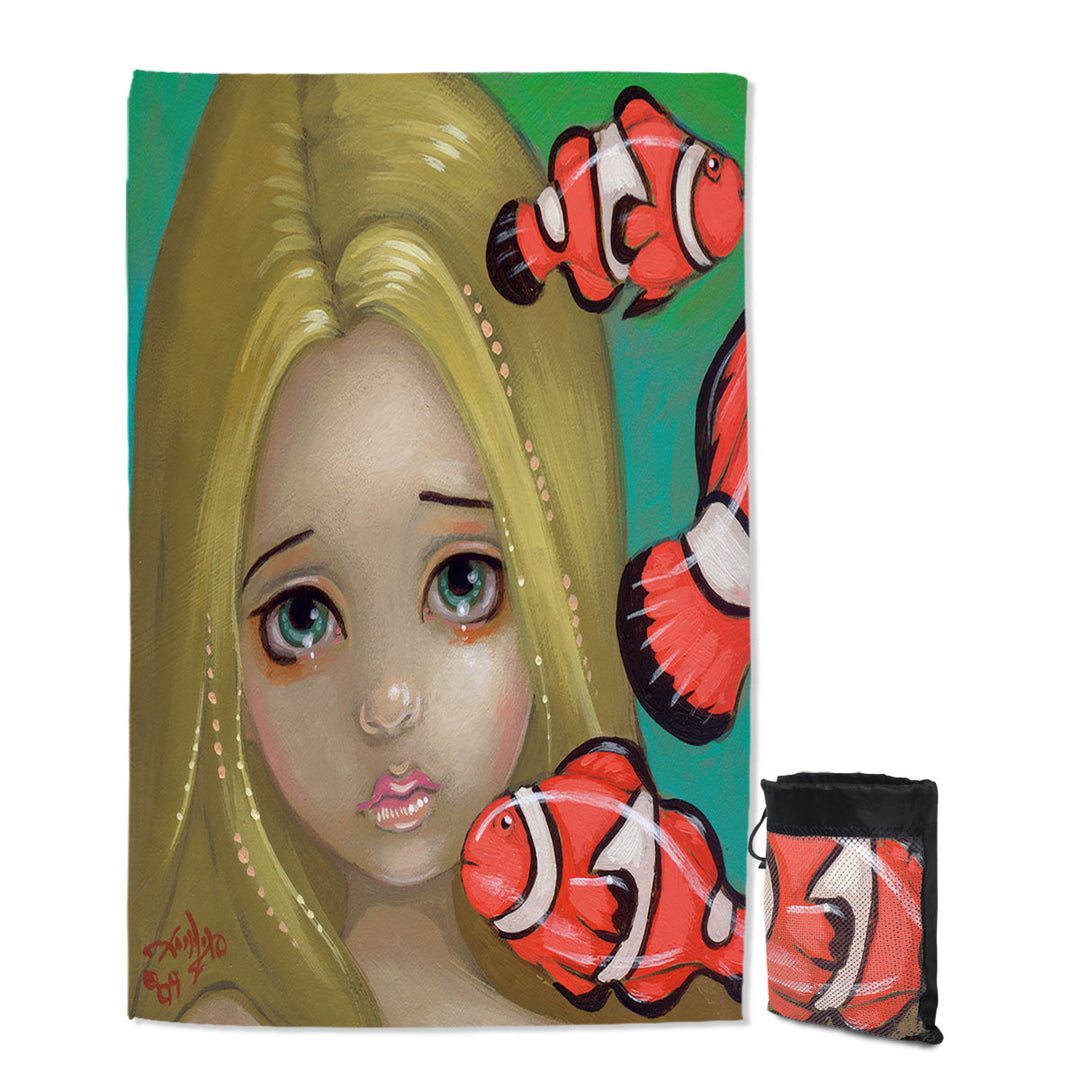 Faces of Faery _8 Girl and Clownfish Beach Towels