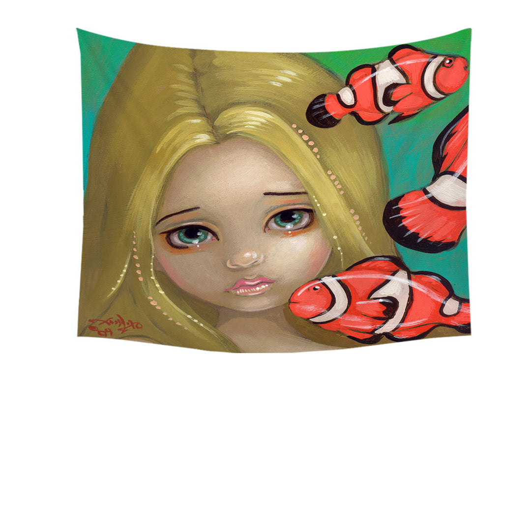 Faces of Faery _8 Girl and Clownfish Tapestry