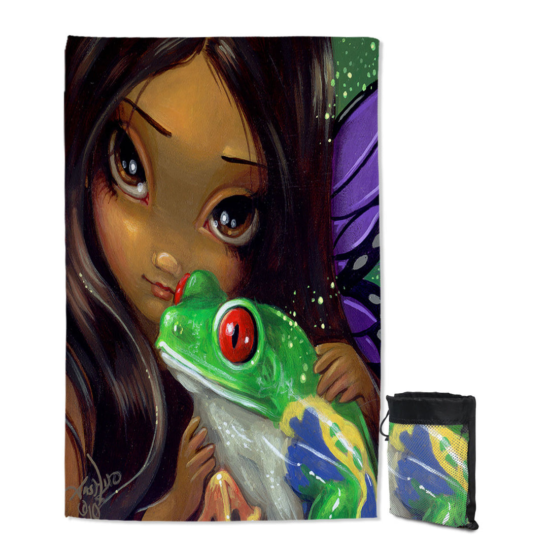 Faces of Faery _93 Beautiful Tropical Girl and Frog Swims Towel