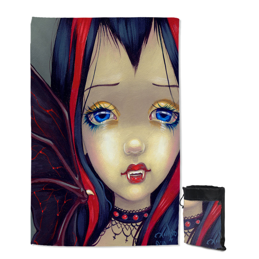 Faces of Faery _99 Vampire Goth Girl Beach Towel
