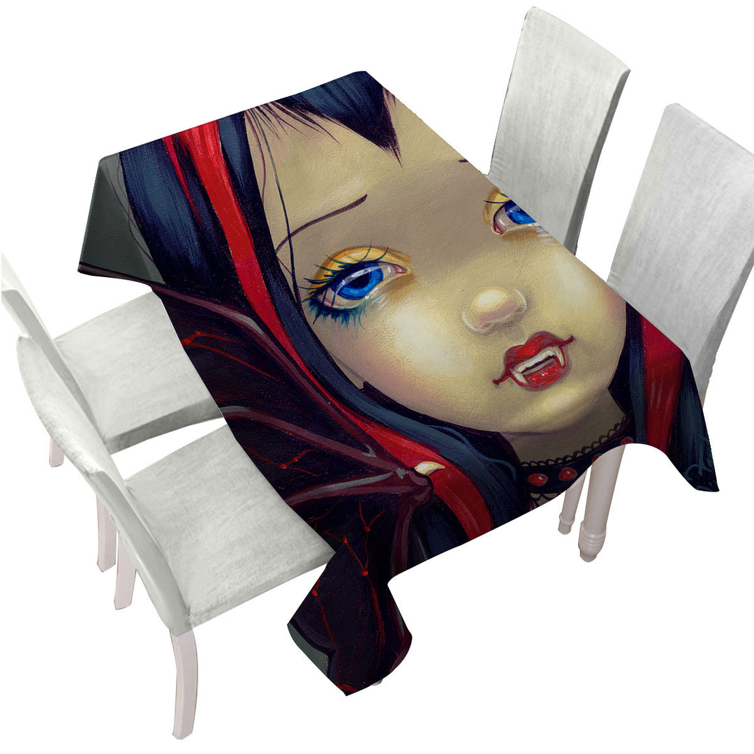 Faces of Faery _99 Vampire Goth Girl Tablecloth