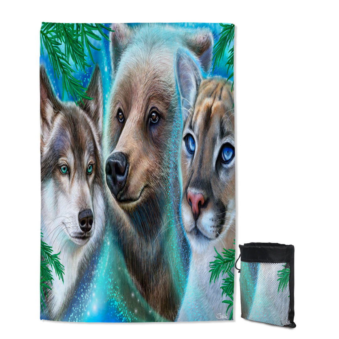 Faces of Nature Wolf Bear Cougar Beach Towel
