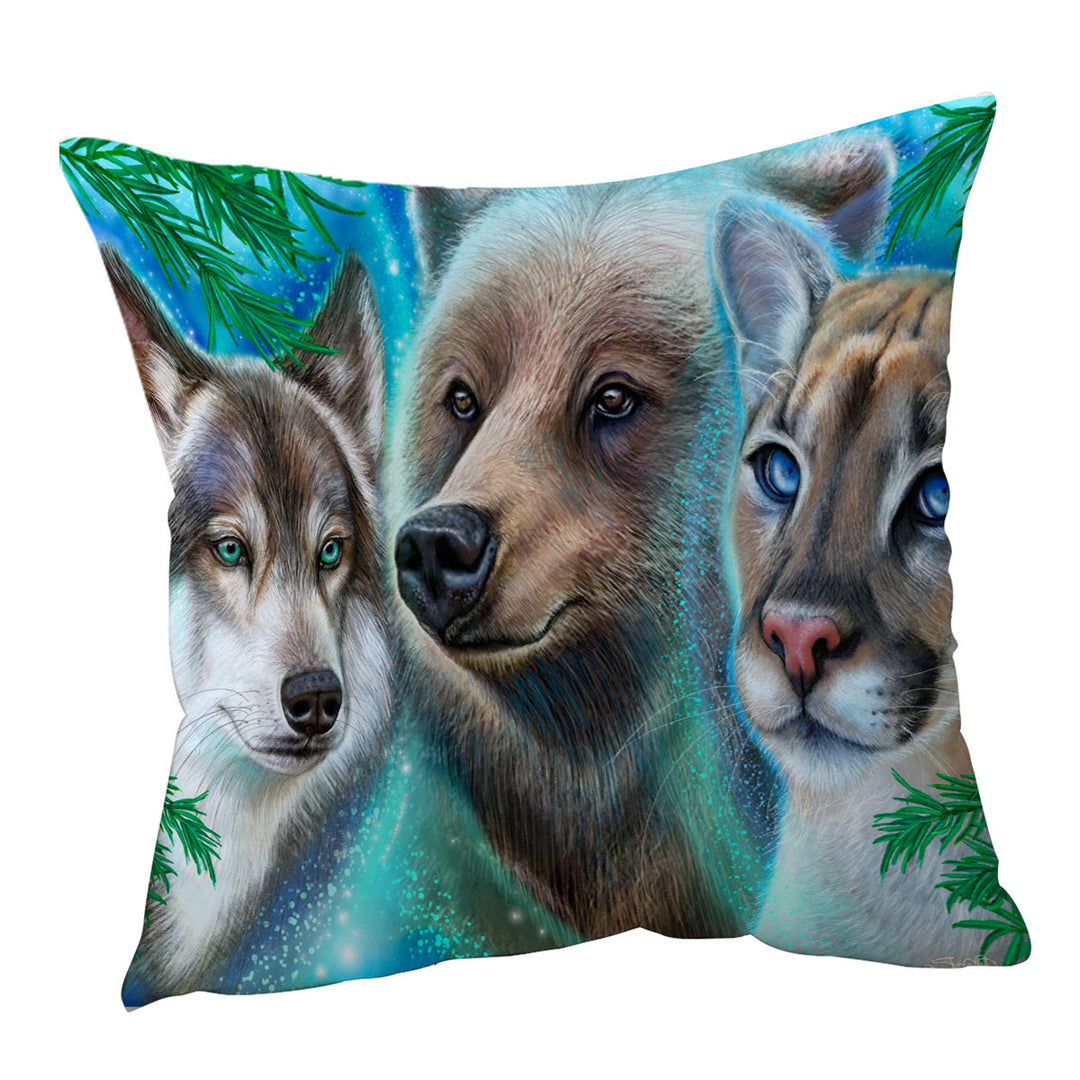 Faces of Nature Wolf Bear Cougar Cushion Covers