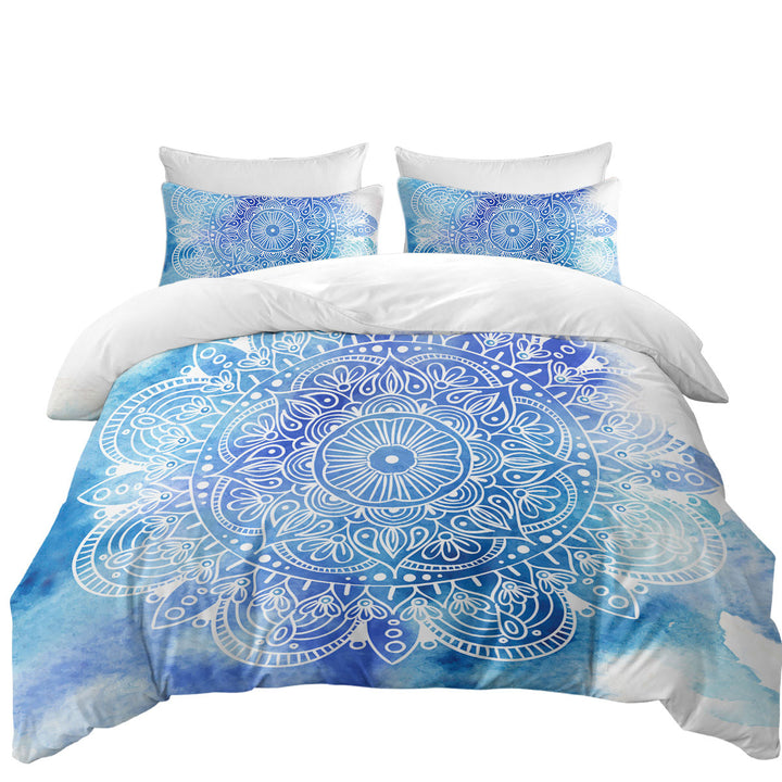 Fading Blue Purple Mandala Duvet Cover