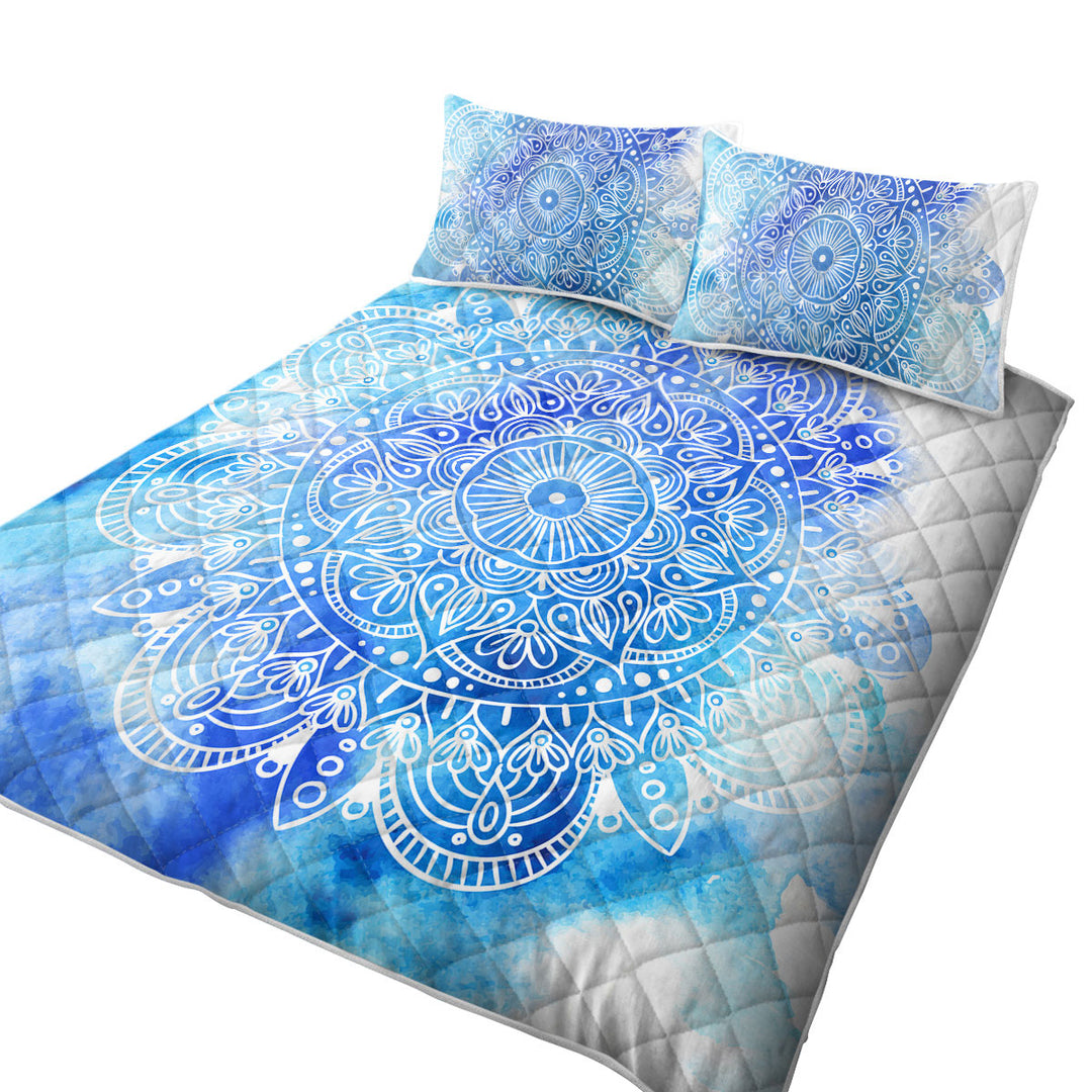 Fading Blue Purple Mandala King Size Quilt
