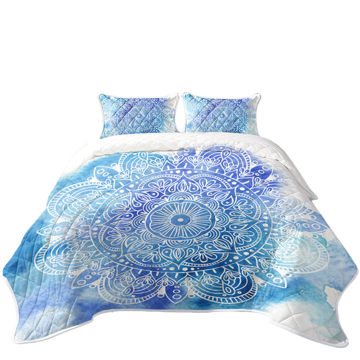 Fading Blue Purple Mandala Quilts for sale