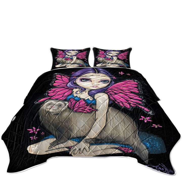 Fairey and Ferret with Butterfly Wings King Size Quilt