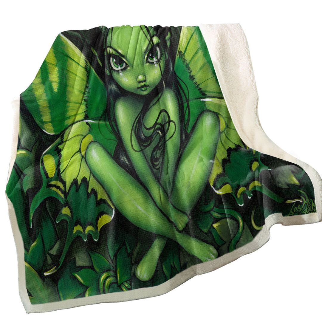Fairy Green Butterfly Fantasy Decorative Blankets