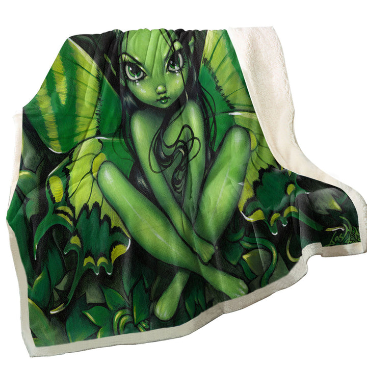 Fairy Green Butterfly Fantasy Decorative Blankets