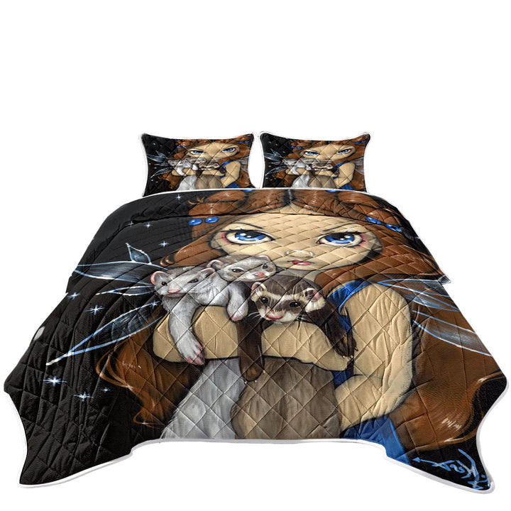 Fairy with Armful of Ferrets Quilt