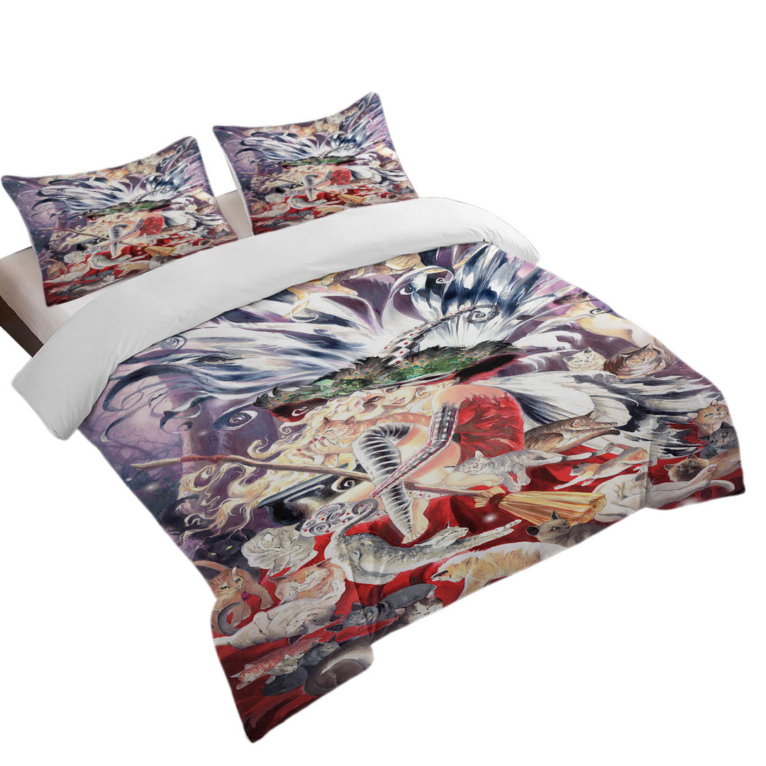 Fairytale Art Faerie Witch of Cats Duvet Cover