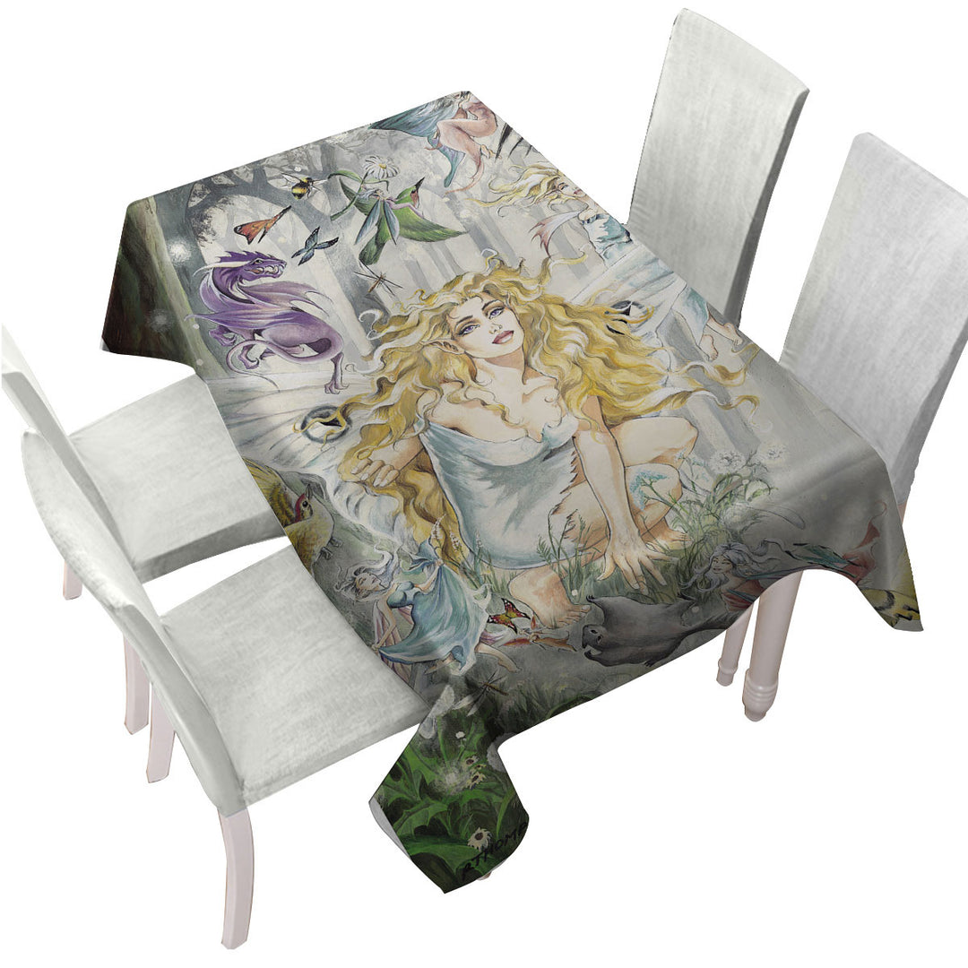 Fairytale Drawings Aria Fairy and Friends Custom table cloth