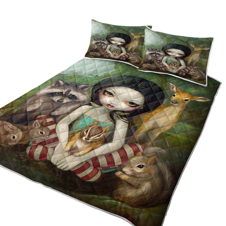 Fairytale Forest Snow White and Her Animal Friends Coverlets