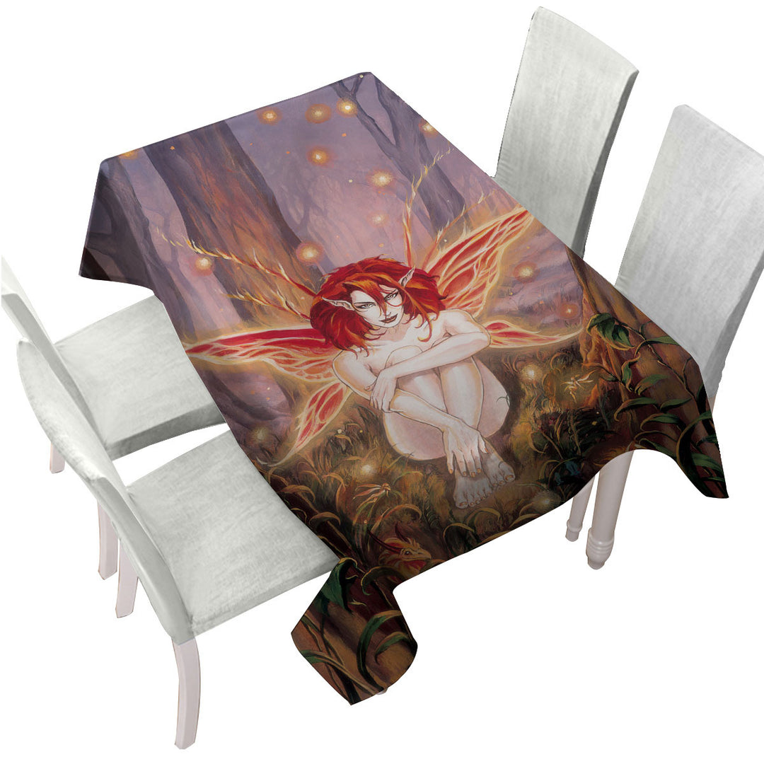 Fairytale Magical Forest Ember Fairy Custom tablecloths