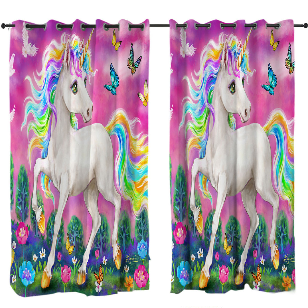 Fairytale Magical Unicorn and Butterflies Curtains