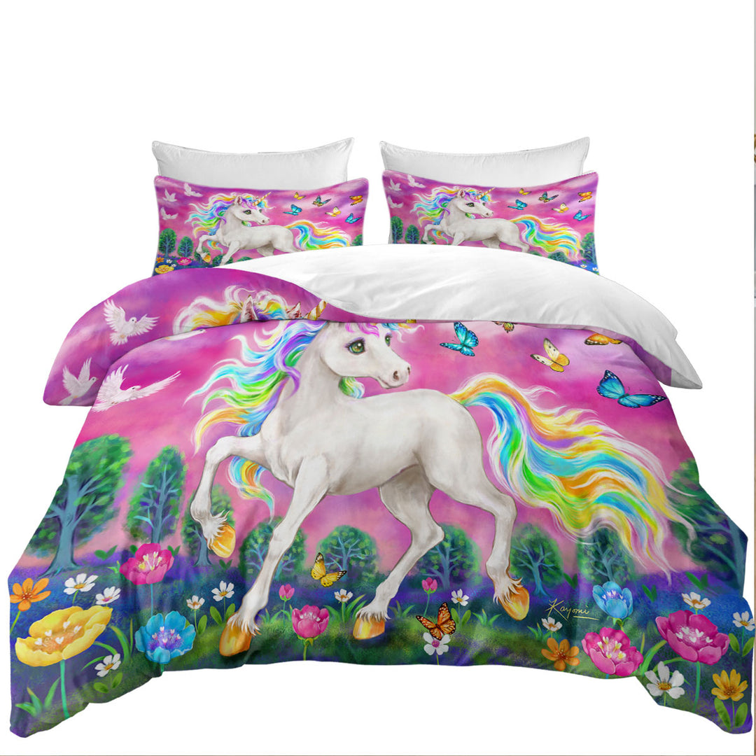 Fairytale Magical Unicorn and Butterflies Duvet Covers