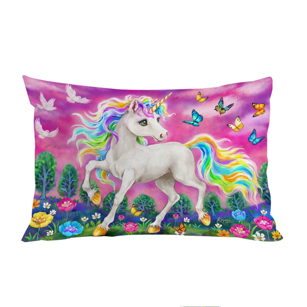 Fairytale Magical Unicorn and Butterflies King Pillow Cases