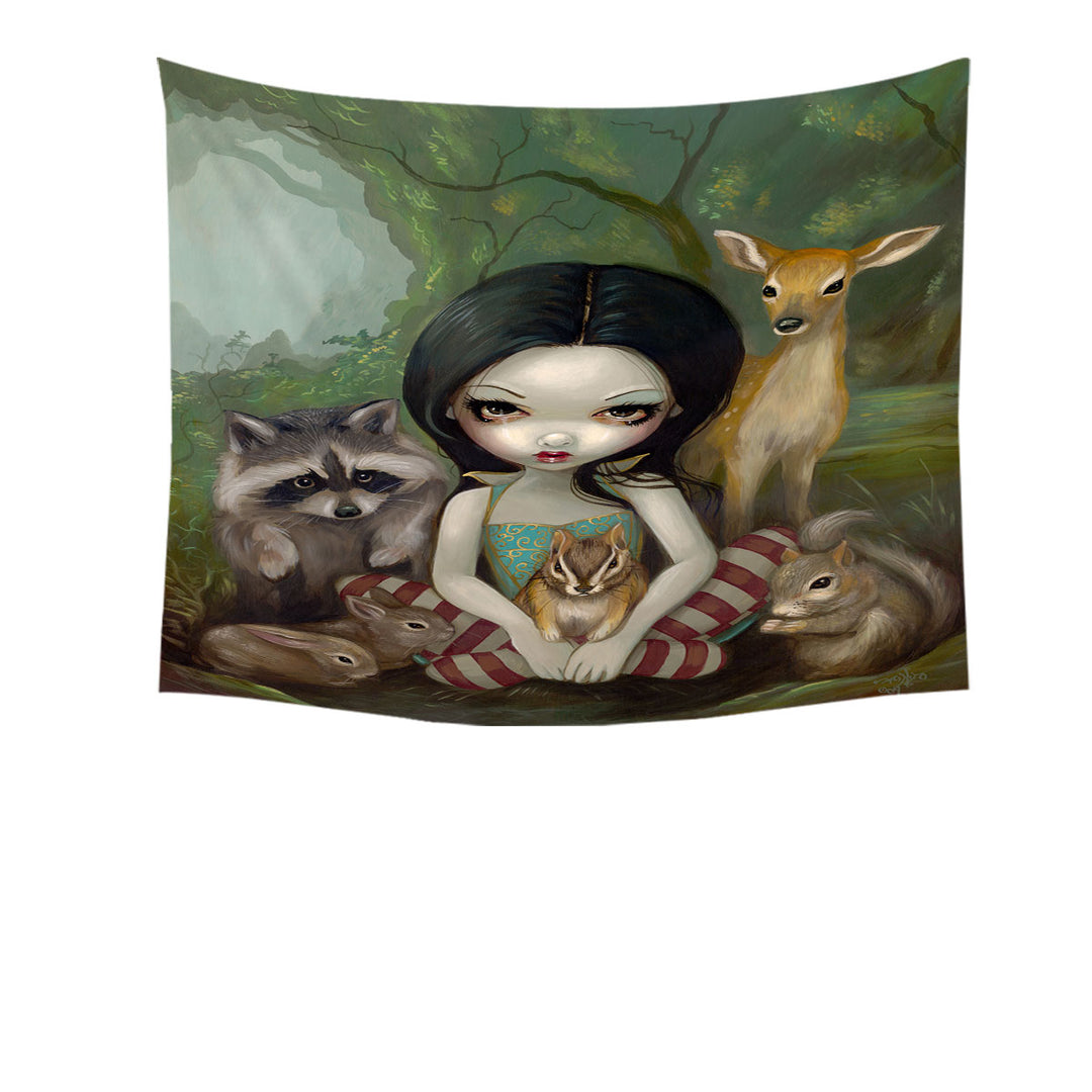 Fairytale Tapestry Forest Snow White and Her Animal Friends
