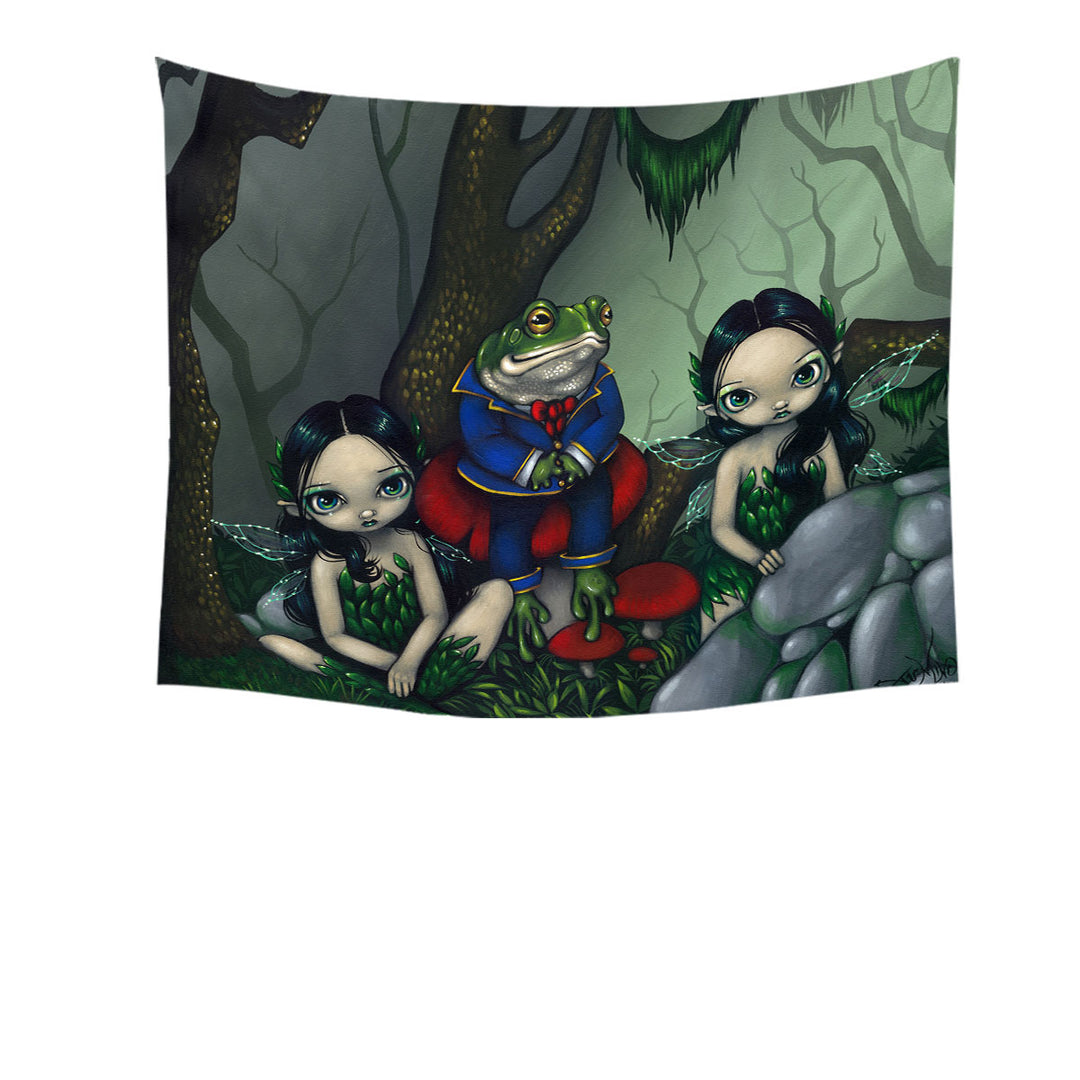 Fairytale Tapestry the Handsome Frog and Two Cute Fairies