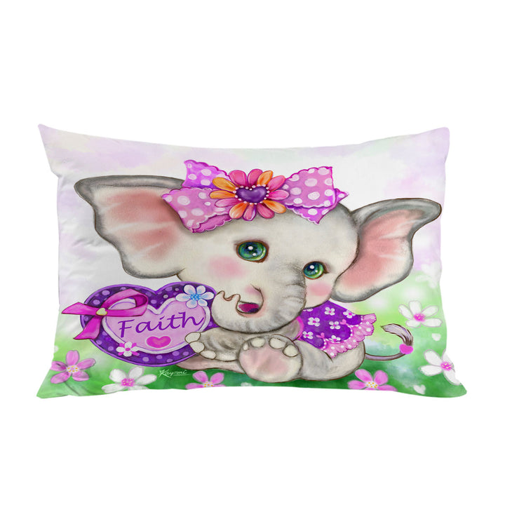 Faith Kids Inspiring Design Cute Girly Elephant Pillowcase
