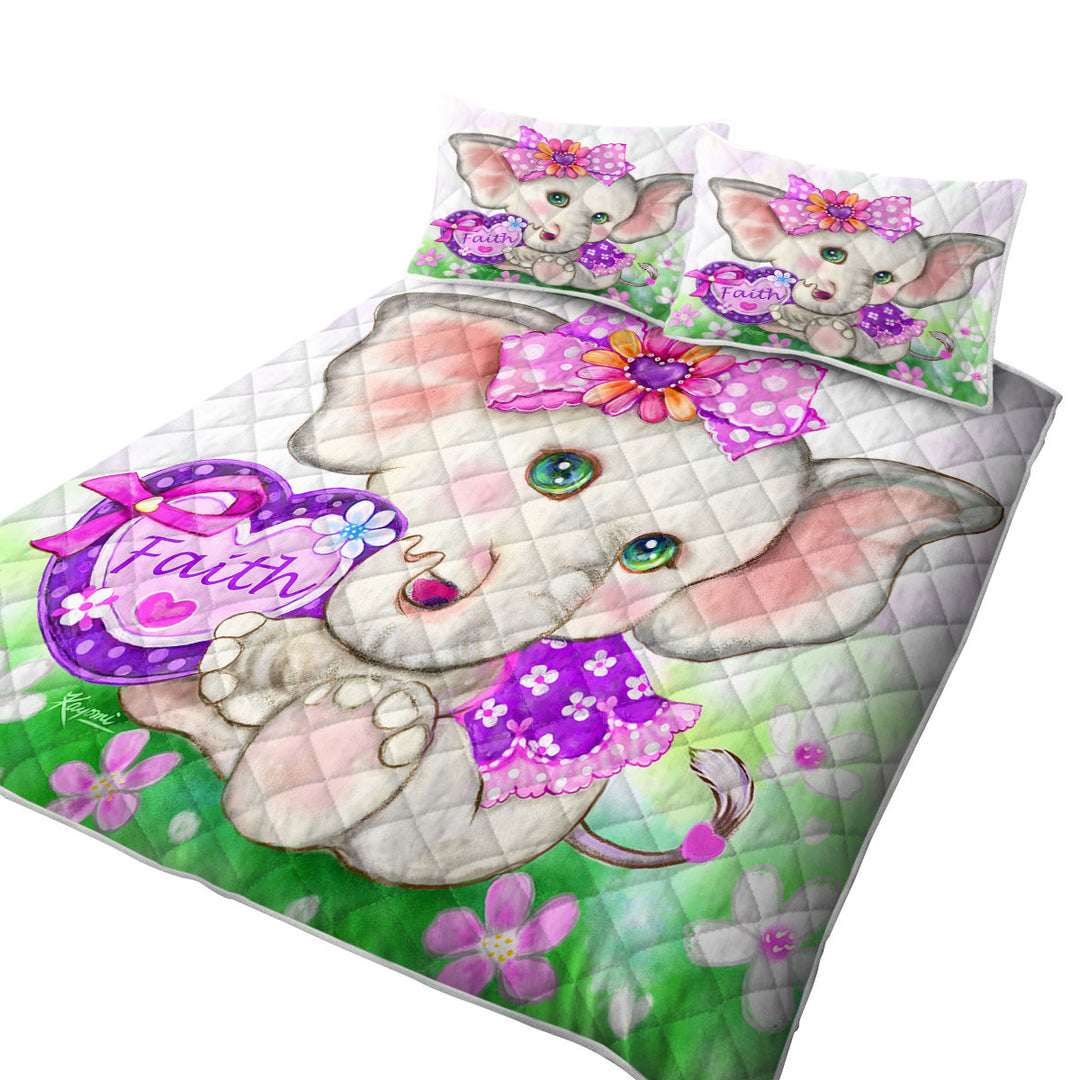 Faith Kids Inspiring Design Cute Girly Elephant Quilts