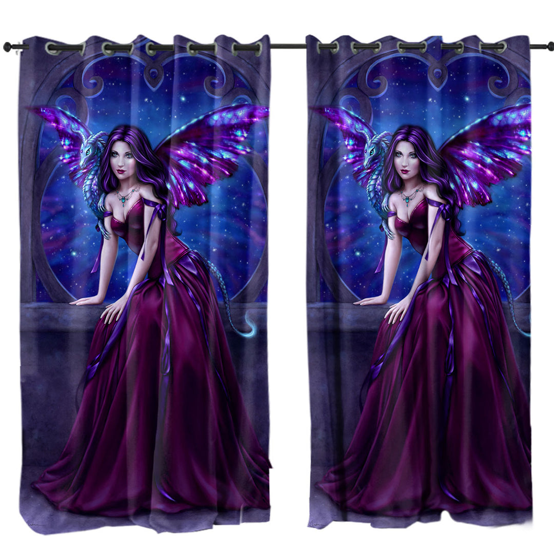 Fantasy Art Andromeda the Purple Dragon Fairy Drapes and Curtains