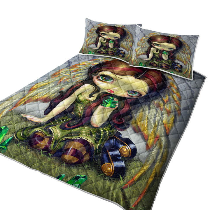 Fantasy Art Angel with Emeralds Quilts