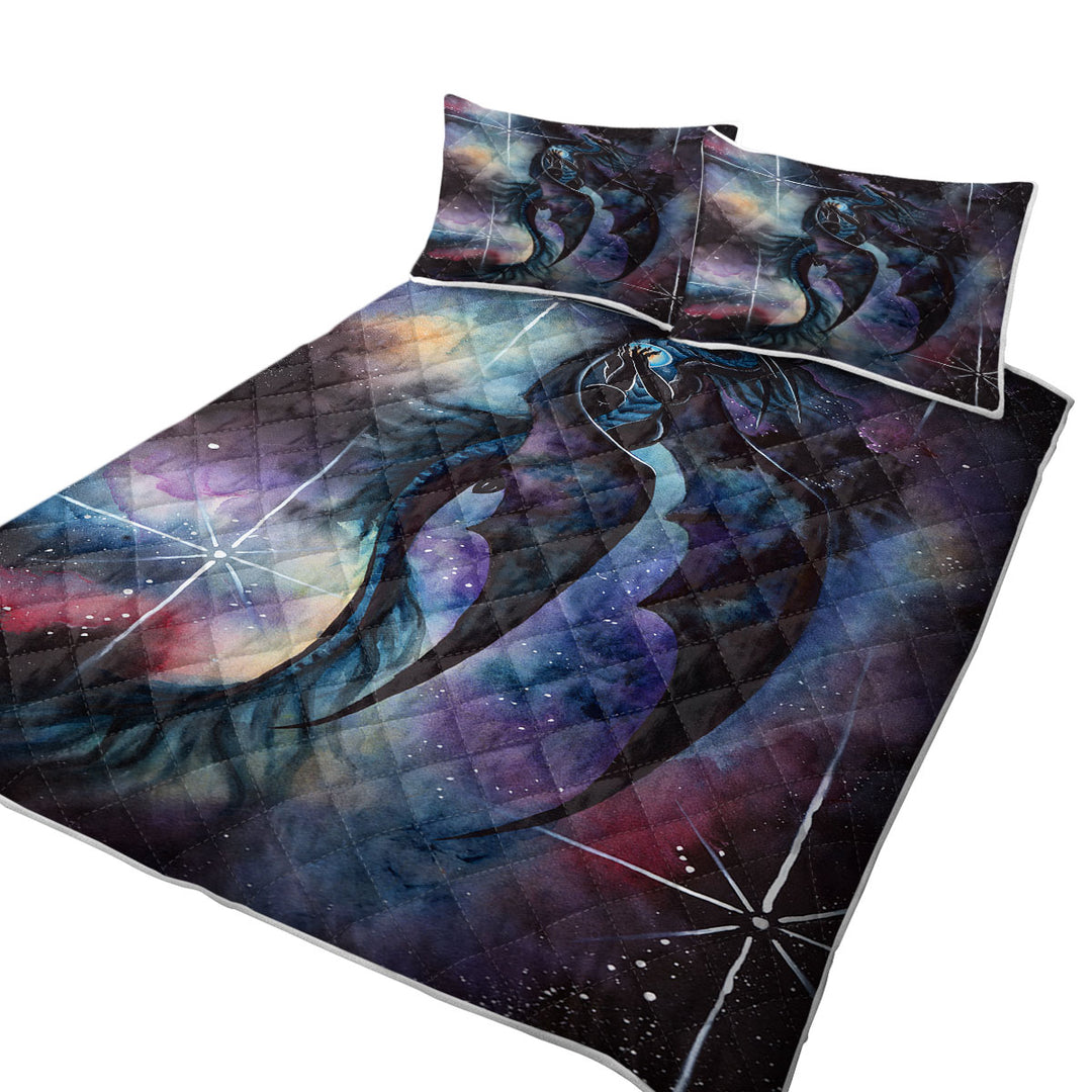 Fantasy Art Carried by Darkness Space Dragon King Quilt