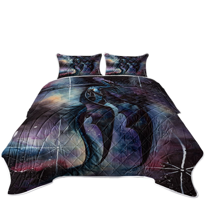 Fantasy Art Carried by Darkness Space Dragon King Size Bedspreads
