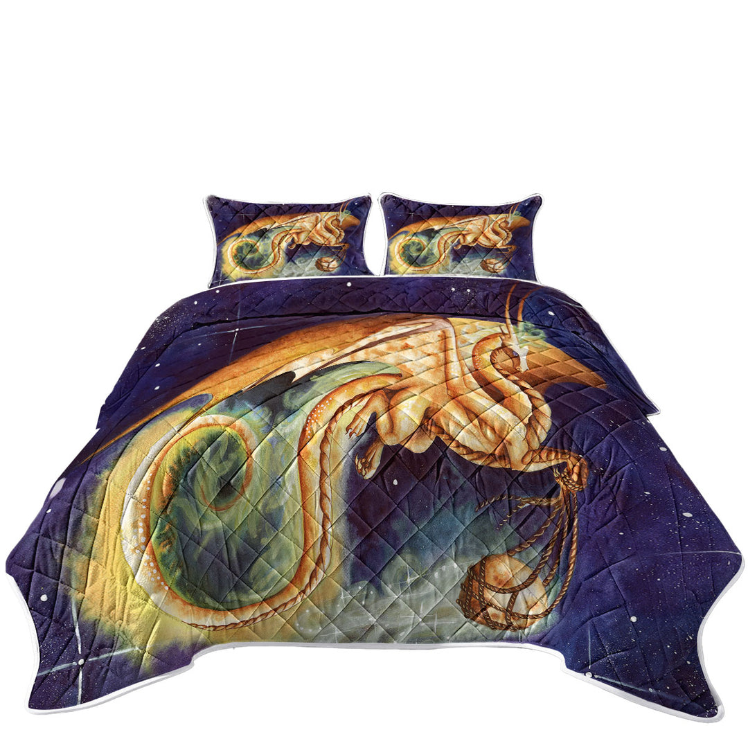 Fantasy Art Carry the Moon Dragon King Quilt
