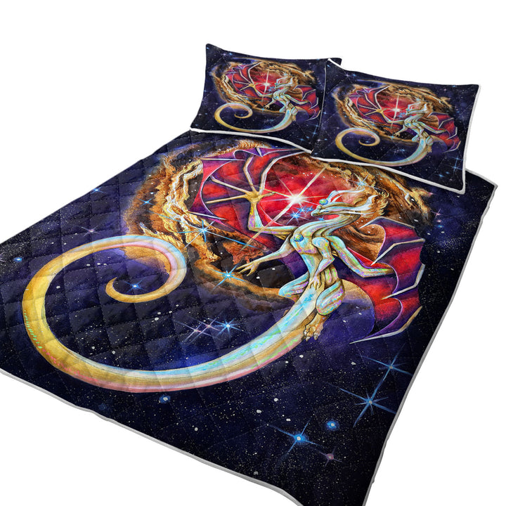 Fantasy Art Dragon Echoes of Light California King Quilt Sets