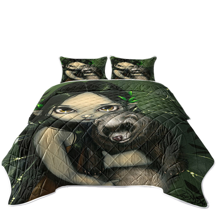 Fantasy Art Ferret and His Fairy Coverlet